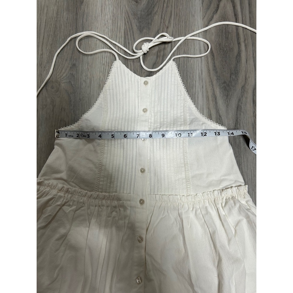 Free People White Cotton Halter Mini Dress Boho Pintuck Lace Trim XS NEW - Picture 4 of 8
